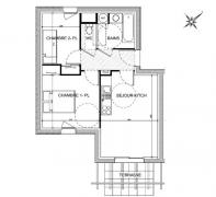 Plan T3 48,5 m²